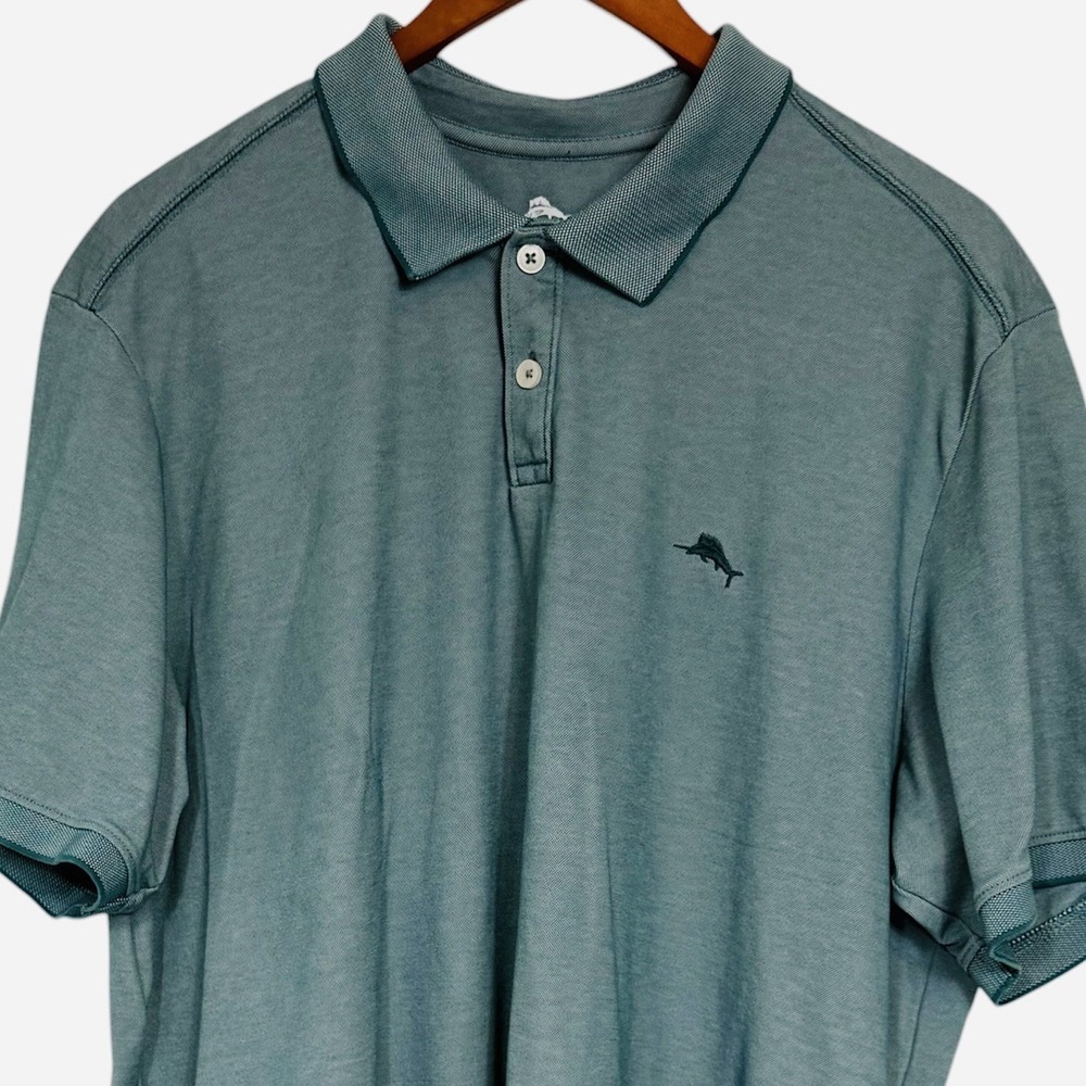 Tommy Bahama Polo Shirt Men XL Green Supima Cotton Blend Short Sleeve IslandZone